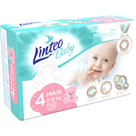 Linteo Baby Premium Maxi dětské pleny 8 až 15 kg, 50 ks