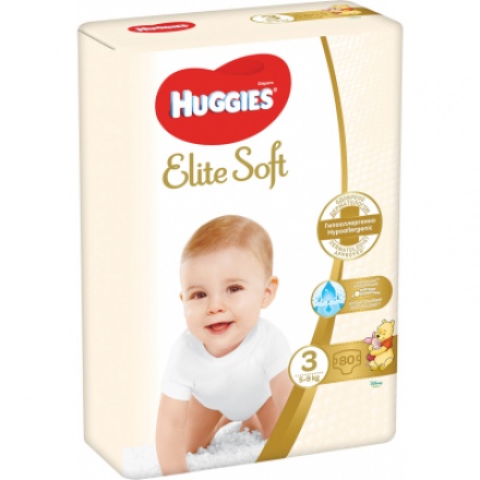 Huggies Elite Soft 3 dětské pleny 5 - 9 kg, 80 ks