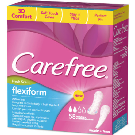 Carefree Cotton Flexiform slipové vložky intimky, 56 ks
