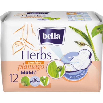 Bella Herbs Sensitive Plantago dámské vložky, 12 ks