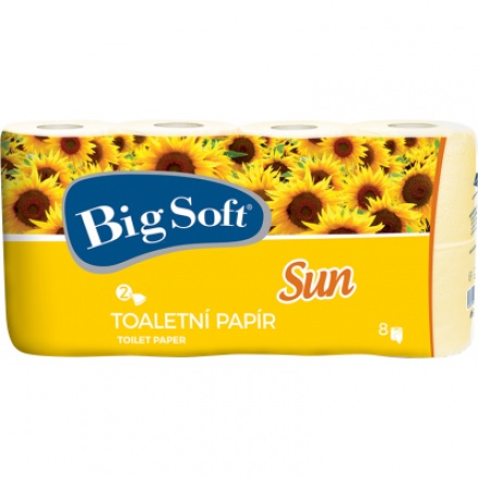 Big Soft Sun 2vrstvý toaletní papír, role 200 útržků, 8 rolí