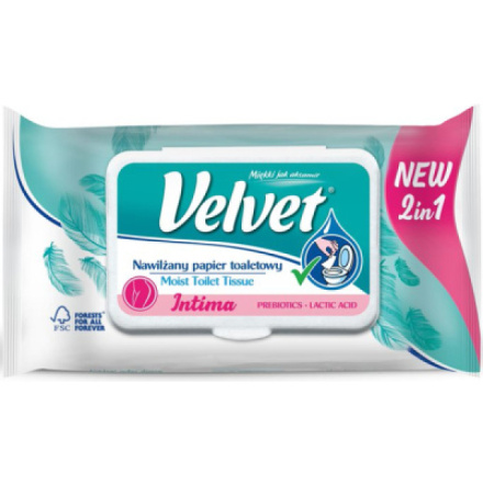 Velvet Intima 2v1 vlhčený toaletní papír, 42 ks