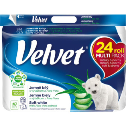 Velvet Soft White 3vrstvý toaletní papír, 24 rolí