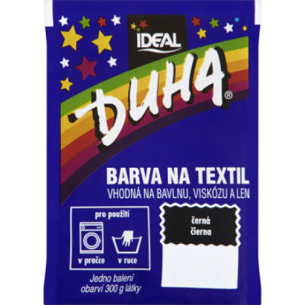 Ideal Duha černá, barva na textil na bavlnu, viskozu a len, na 300 g látky, 15 g