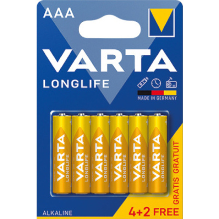 Varta Longlife, baterie AAA, alkalické 6 ks, 961050