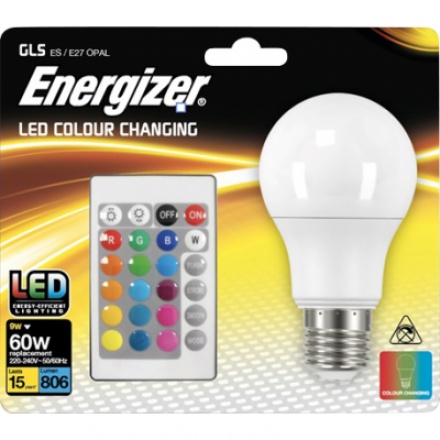 Energizer RGB LED žárovka 9,2 W, E27, vícebarevná + ovladač, jako 60 W