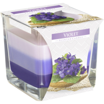 Aura Violet tříbarevná vonná svíčka ve skle, 170 g