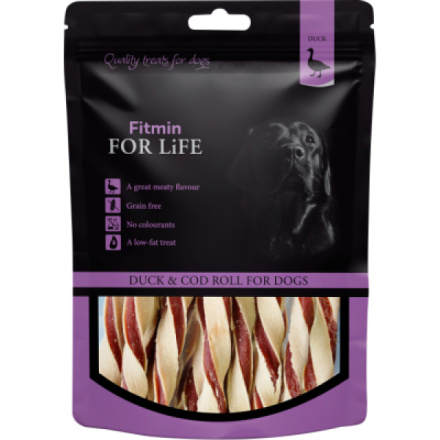 Fitmin For Life Kachní kroucená tyčinka s treskou pamlsky pro psy, 70 g