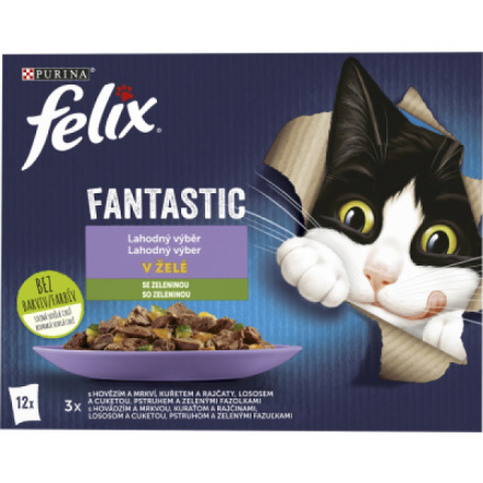 Felix Fantastic kapsičky pro kočky výběr se zeleninou, 12 × 85 g
