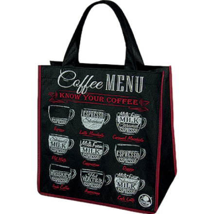 Niteola látková taška nákupní, 34 × 36 × 22 cm, černá s kávou