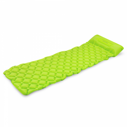 Spokey AIR BED PILLOW Nafukovací matrace s polštářkem, 190 x 60 x 6 cm, R-Value 2.5, zelená, K941059