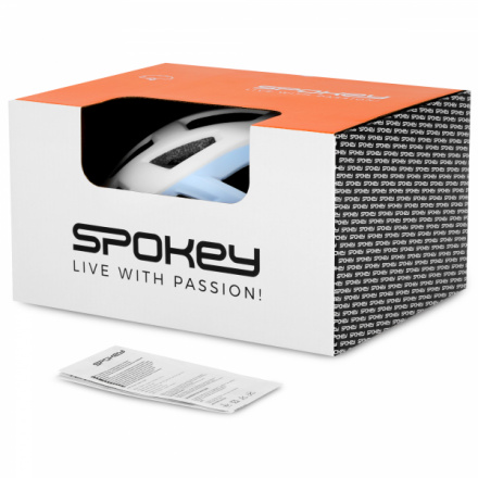 Spokey POINTER Cyklistická přilba s LED blikačkou, 55-58 cm, bílo-modrá, K941261