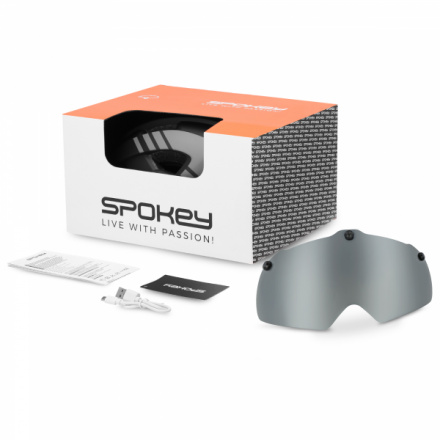 Spokey POINTER SPEED Cyklistická přilba s LED blikačkou a ochranným odnímatelným štítem IN-MOLD, 58-61 cm, černo-zelená, K941262