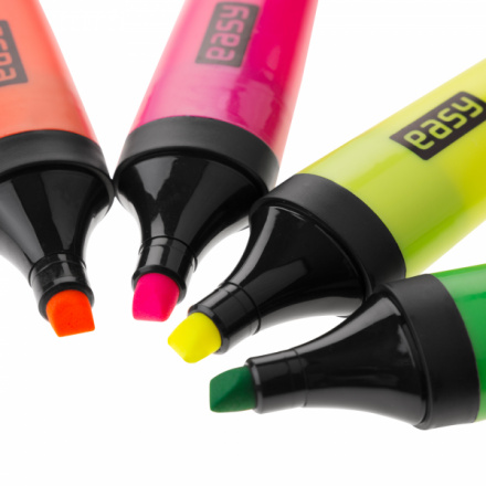 EASY FLASH Sada zvýrazňovačů, ploché, 4 neonové barvy, S85599