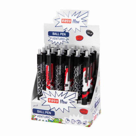 EASY VENTURIO Kuličkové pero, modrá semi-gelová náplň, 0,7 mm, 1ks v balení, černá-červená, 5902693264316