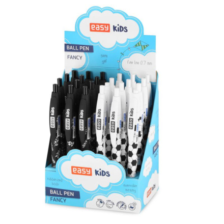 EASY FANCY Kuličkové pero, modrá semi-gelová náplň, 0,7 mm, 24 ks v balení, bílo-černá a černo-šedá, S941721