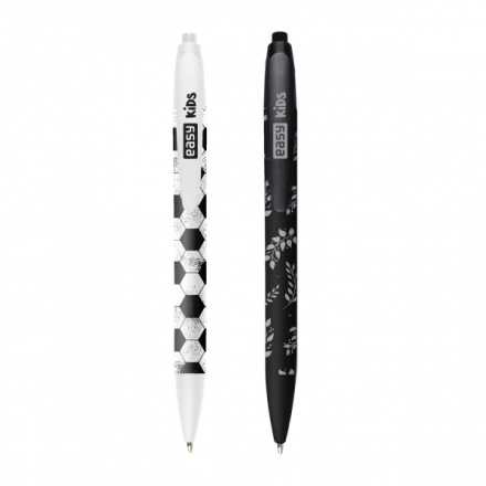 EASY Kids FANCY Kuličkové pero, modrá semi-gel náplň, 0,7 mm, 24 ks v balení, bílo-černé a černo-šedé, S941721