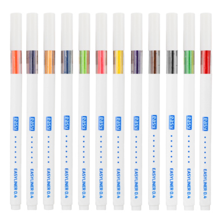 EASYLINER Sada barevných mikrofixů, náplň na bází vody, 0,4 mm, 12 ks v balení, S941729