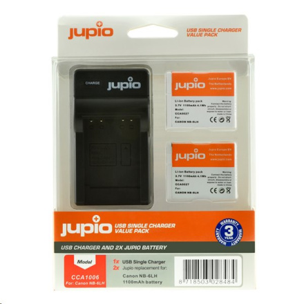 Set Jupio 2xNB-6LH 1100 mAh +Single Charger pro Canon, CCA1006