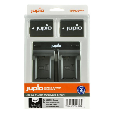 Set Jupio 2x baterie NP-FW50 - 1030 mAh + duální nabíječka, CSO1002