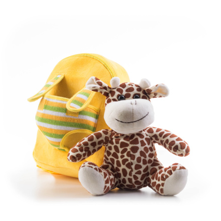 Hračka G21 Batoh s plyšovou žirafou, žlutý, BP1126C