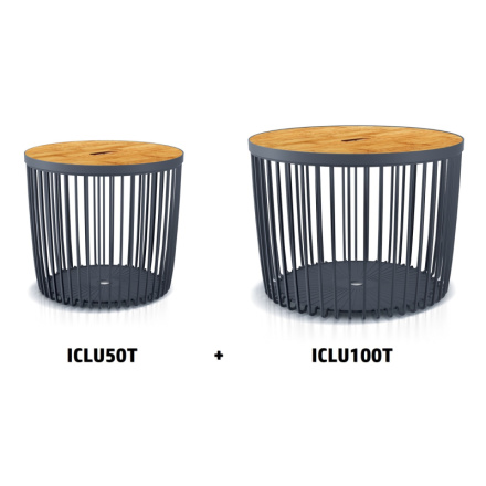 Set Prosperplast 2 univerzálních košů CLUBO s bambusovými víky 50+100l antracit , ICLU3TS-S433