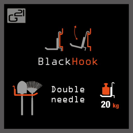 Závěsný systém G21 BlackHook double needle 8 x 10 x 22 cm, GBHDNEE22