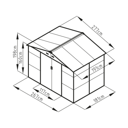 Zahradní domek G21 GAH 529 - 277 x 191 cm, zelený, GAH-529-ZNG-2S0