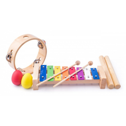 Hračka Woody Muzikální set (xylofon, tamburína, dřívka, 2 maracas vajíčka) , 102191894