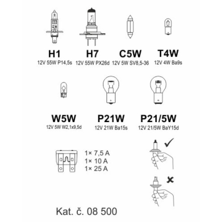 Žárovky servisní box univerzální H7+H1, 08500