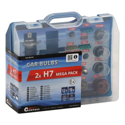 Žárovky 12V servisní box MEGA H7+H7+pojistky, 08518