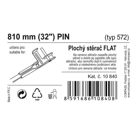 Stěrač FLAT BULK (PIN) 32"/810mm, 10840