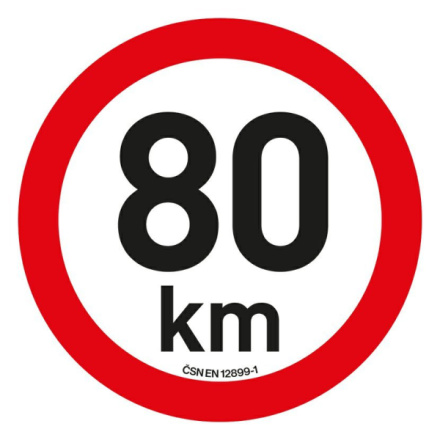 Samolepka omezení rychlosti  80 km/h reflexní (200 mm), 34474