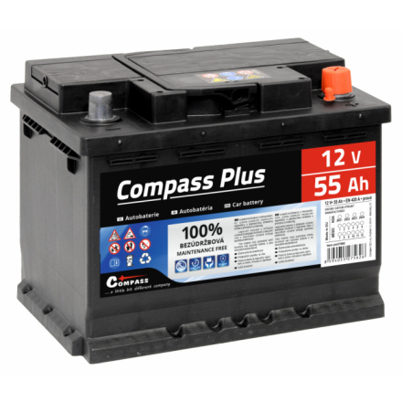 Autobaterie COMPASS PLUS 12V 55Ah 420A, am27562