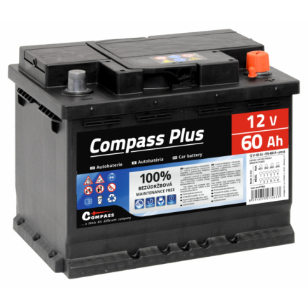 Autobaterie COMPASS PLUS 12V 60Ah 480A, am27563