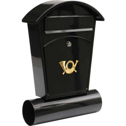 Poštovní schránka se stříškou oblou + zásobník na noviny 480x280x80mm černá, TO-78590