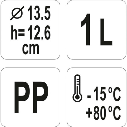 Kulatý kontejner na potraviny PP 1l, YG-00510