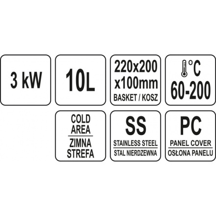 Fritéza jednokomorová 3000W 10l, YG-04610