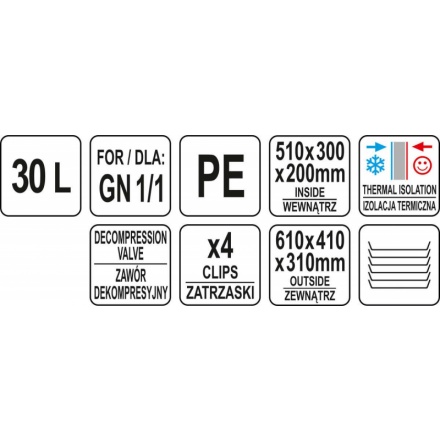 Termoizolační kontejner 30l PE GN 1/1, YG-09250