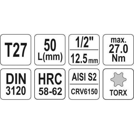 Nástavec 1/2" bit Torx T27, YT-04312