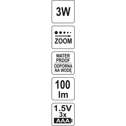 Svítilna čelovka 3W 100lm (ZOOM), YT-08590