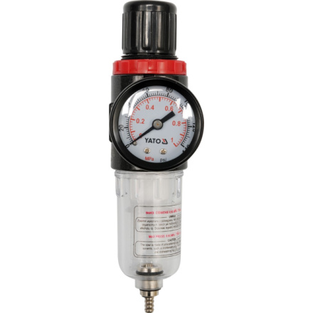 Regulátor tlaku vzduchu 1/4", max. 0,93MPa, s filtrem (15ccm), YT-2382