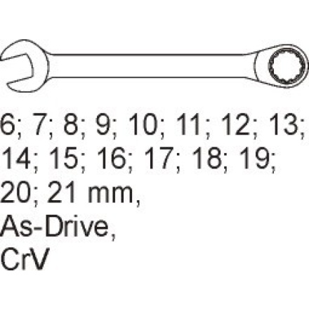 Vložka do zásuvky - klíče očkoploché 6-21mm, 16ks, YT-5531