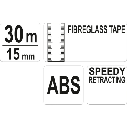 Pásmo měřící, skleněné vlákno, 30m, 15mm, YT-71540