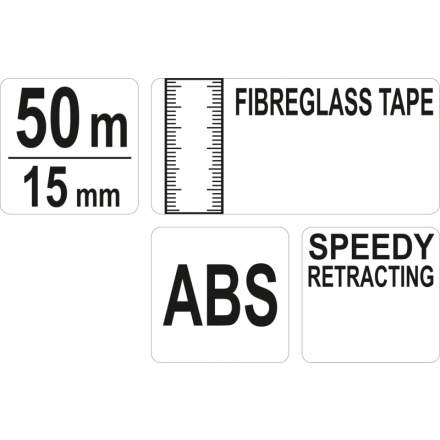 Pásmo měřící, skleněné vlákno, 50m, 15mm, YT-71541