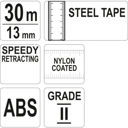 Pásmo měřící ocelové 30m,13mm, YT-71581