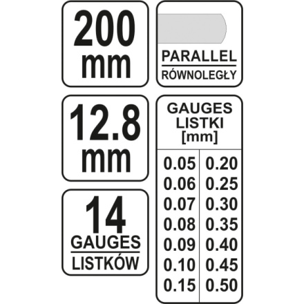 Měrka na spáry 200 x 12,8 mm 14 ks, YT-7223