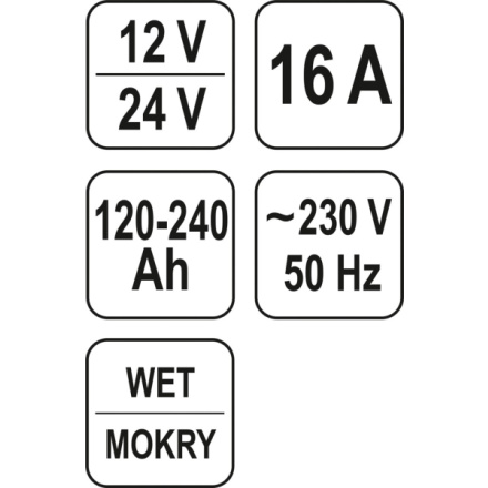 Nabíječka 16A 12/24V, YT-8304