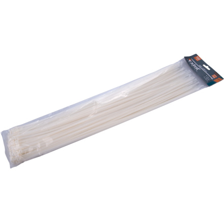 pásky stahovací na kabely bílé, 500x4,8mm, 100ks, nylon PA66 8856118