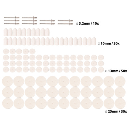 kotouče plstěné leštící, sada 120ks 903760